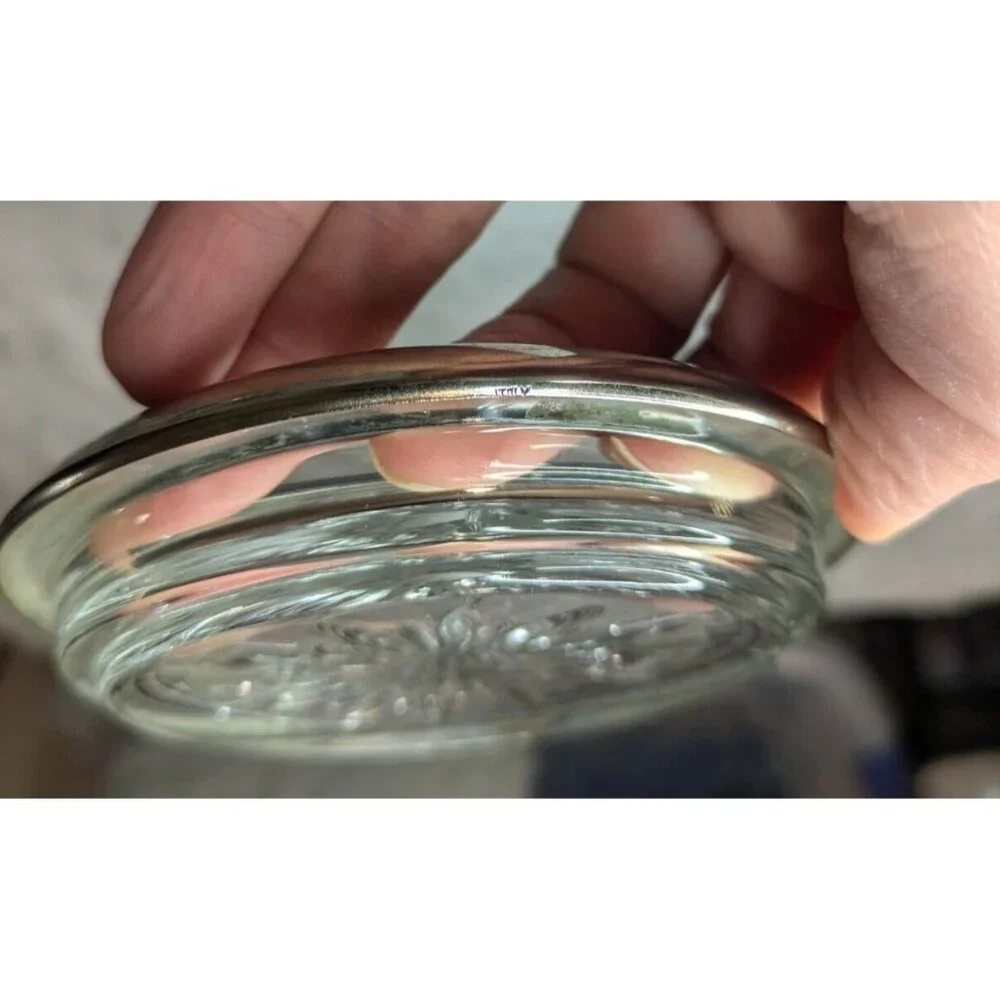 W&S Blackinton Silver Plate Trim Glass Coasters Sunburst Italy Set‎ of 3 Vintage
